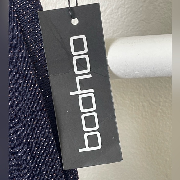 NWT Boohoo Metallic Halter Bodycon Mini Dress - Picture 8 of 11